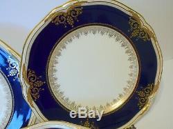 3 Antique English MINTONS China Cobalt Blue Dinner Plates