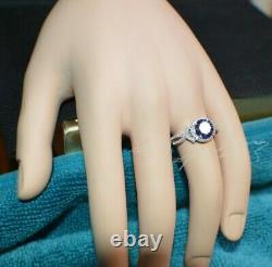 3 Carat Premium Aaa Tanzanite & 64 Diamonds Gypsy Dinner 14k White Gold Plating