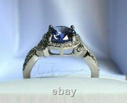 3 Carat Premium Aaa Tanzanite & 64 Diamonds Gypsy Dinner 14k White Gold Plating