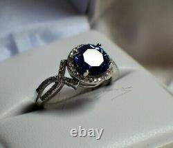 3 Carat Premium Aaa Tanzanite & 64 Diamonds Gypsy Dinner 14k White Gold Plating