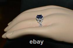 3 Carat Premium Aaa Tanzanite & 64 Diamonds Gypsy Dinner 14k White Gold Plating