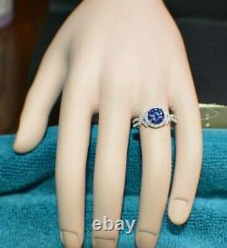 3 Carat Premium Aaa Tanzanite & 64 Diamonds Gypsy Dinner 14k White Gold Plating