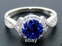 3 Carat Premium Aaa Tanzanite & 64 Diamonds Gypsy Dinner 14k White Gold Plating