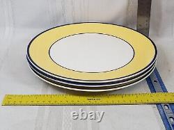 3 Coupe Dinner Plate Pagnossin SPA YELLOW Pastel Ironstone Blue Trim 10.75