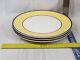 3 Coupe Dinner Plate Pagnossin SPA YELLOW Pastel Ironstone Blue Trim 10.75