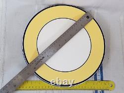 3 Coupe Dinner Plate Pagnossin SPA YELLOW Pastel Ironstone Blue Trim 10.75