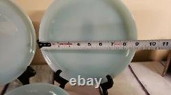 3 Fire King Anchor Hocking Turquoise Delphite Blue Dinner Plates & Soup Bowl 3