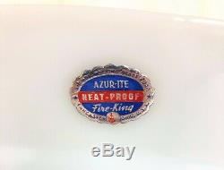 3, Fire King CHARM SQUARE AZURITE BLUE 9 1/4 DINNER PLATES with FOIL LABELS