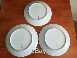 3 Royal Copenhagen White Fluted Half Lace Dinner Plates 10 7/8 #627 Blue Fluted