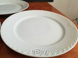 3 Royal Copenhagen White Fluted Half Lace Dinner Plates 10 7/8 #627 Blue Fluted