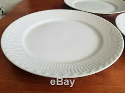 3 Royal Copenhagen White Fluted Half Lace Dinner Plates 10 7/8 #627 Blue Fluted