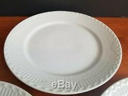 3 Royal Copenhagen White Fluted Half Lace Dinner Plates 10 7/8 #627 Blue Fluted