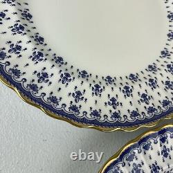 3 Spode Fleur De Lys Blue Gold Bone China England Y8356 Dinner Plate 10.75