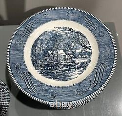 40 Piece Set Currier & Ives Old Grist Mill Dinnerware EUC Plates, Bowls, Cups