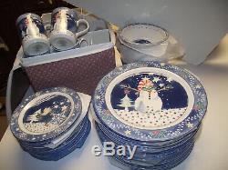 46pc 12ppl Dinner Plate & CEREAL & MUGs SET MR SNOWMAN EPOCH NORITAKE Christmas
