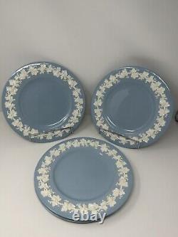 4Wedgwood Embossed Queensware Shell Edge Cream On Lavender Blue Dinner Plates