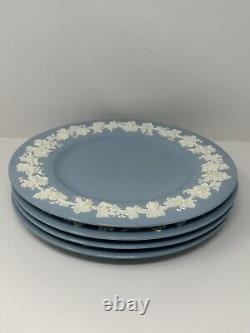 4Wedgwood Embossed Queensware Shell Edge Cream On Lavender Blue Dinner Plates