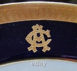 4 ANTIQUE MINTON COBALT BLUE GOLD ENCRUSTED g6262 DINNER PLATES 10 1/4