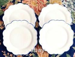 4 Aerin Williams Sonoma Sea Blue Scalloped Dinner Luncheon Platter Ruffle Plates