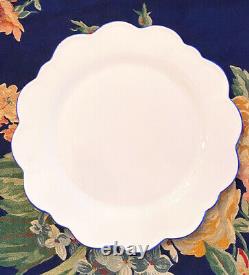 4 Aerin Williams Sonoma Sea Blue Scalloped Dinner Luncheon Platter Ruffle Plates