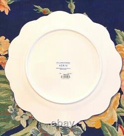 4 Aerin Williams Sonoma Sea Blue Scalloped Dinner Luncheon Platter Ruffle Plates