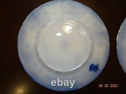 4 Antique Flow Blue Conway 10 Dinner Plates New Wharf Semi-Porcelain England