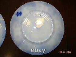 4 Antique Flow Blue Conway 10 Dinner Plates New Wharf Semi-Porcelain England