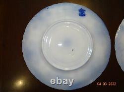 4 Antique Flow Blue Conway 10 Dinner Plates New Wharf Semi-Porcelain England
