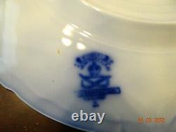 4 Antique Flow Blue Conway 10 Dinner Plates New Wharf Semi-Porcelain England