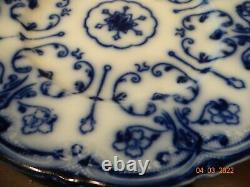 4 Antique Flow Blue Conway 10 Dinner Plates New Wharf Semi-Porcelain England