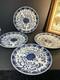 4 Antique Victoria Ware White and Blue Ironstone Porcelain Vintage Dinner Plate