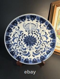 4 Antique Victoria Ware White and Blue Ironstone Porcelain Vintage Dinner Plate