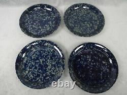 4 Bennington Potters Vermont Blue Agate 10 1/2 Dinner Plates