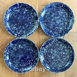 4 Bennington Potters Vermont Blue Agate 10 1/2 Dinner Plates 1669