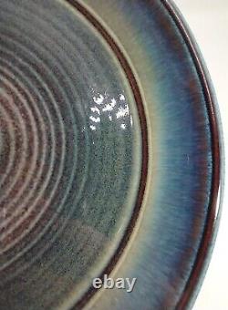 4 Bill Campbell Studios Pottery Dinner Plates Set Pink Blue Drip Swirl Flambe