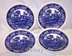 4 Copeland Spode's Tower England Blue Dinner Plate WITH Gadroon Edge 10 5/8