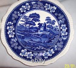 4 Copeland Spode's Tower England Blue Dinner Plate WITH Gadroon Edge 10 5/8