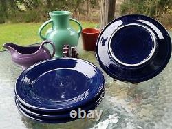 4 DINNER PLATES cobalt blue HOMER LAUGHLIN FIESTA WARE 10.5 NEW