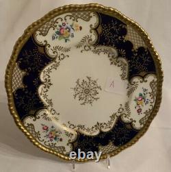 4 Dinner Plates Coalport Batwing Panel Cobalt Blue NICE Condition