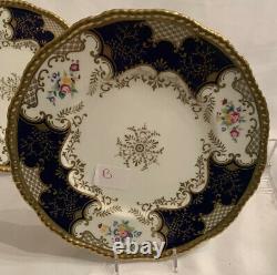 4 Dinner Plates Coalport Batwing Panel Cobalt Blue NICE Condition