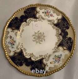 4 Dinner Plates Coalport Batwing Panel Cobalt Blue NICE Condition