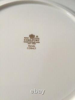 4 Dinner Plates Coalport Batwing Panel Cobalt Blue NICE Condition