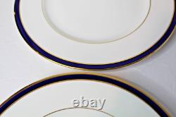 4 Lenox Porcelain Dinner Plates Federal Cobalt 10 3/4 Metallic Gold Blue