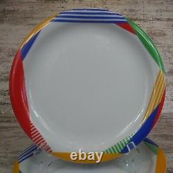 4 Mikasa Japan Harlequin Primary 80s Abstract Dinner Plate Blue Red Yellow Green