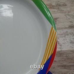 4 Mikasa Japan Harlequin Primary 80s Abstract Dinner Plate Blue Red Yellow Green