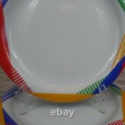 4 Mikasa Japan Harlequin Primary 80s Abstract Dinner Plate Blue Red Yellow Green