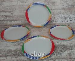 4 Mikasa Japan Harlequin Primary 80s Abstract Dinner Plate Blue Red Yellow Green