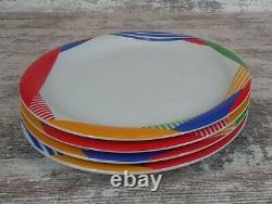 4 Mikasa Japan Harlequin Primary 80s Abstract Dinner Plate Blue Red Yellow Green