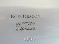 4 NEW MOTTAHEDEH BLUE DRAGON 10.25 PORCELAIN DINNER PLATES SET MILESTONE WithBOX