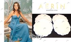 4 New Aerin Lauder Williams Sonoma Blue Scalloped Platter Dinner Plates Chargers